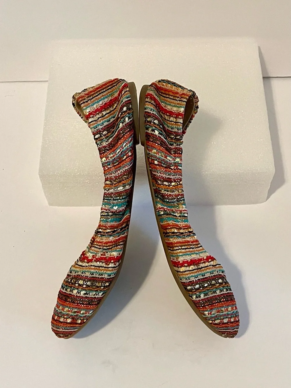 Lucky Brand Woven Sequin Stripe Ballet Flats